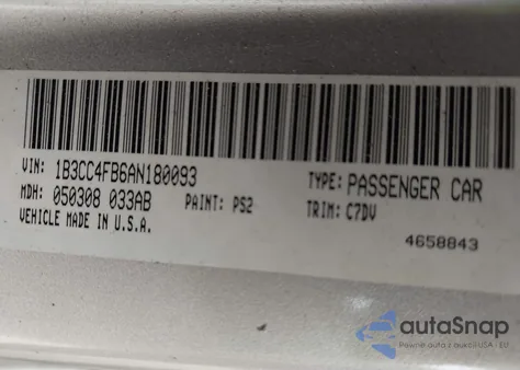 2010 Dodge Avenger Sxt z USA, uszkodzony, nr VIN 1B3CC4FB6AN180093